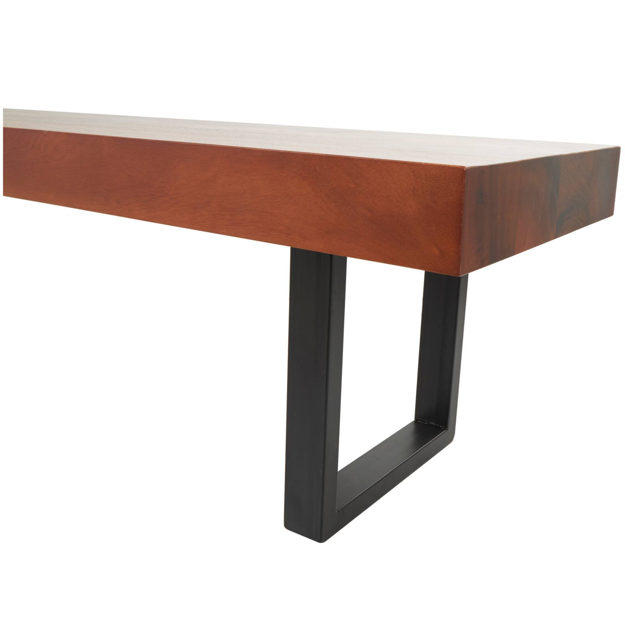 5ft. Wood Bench with Black Metal Legs